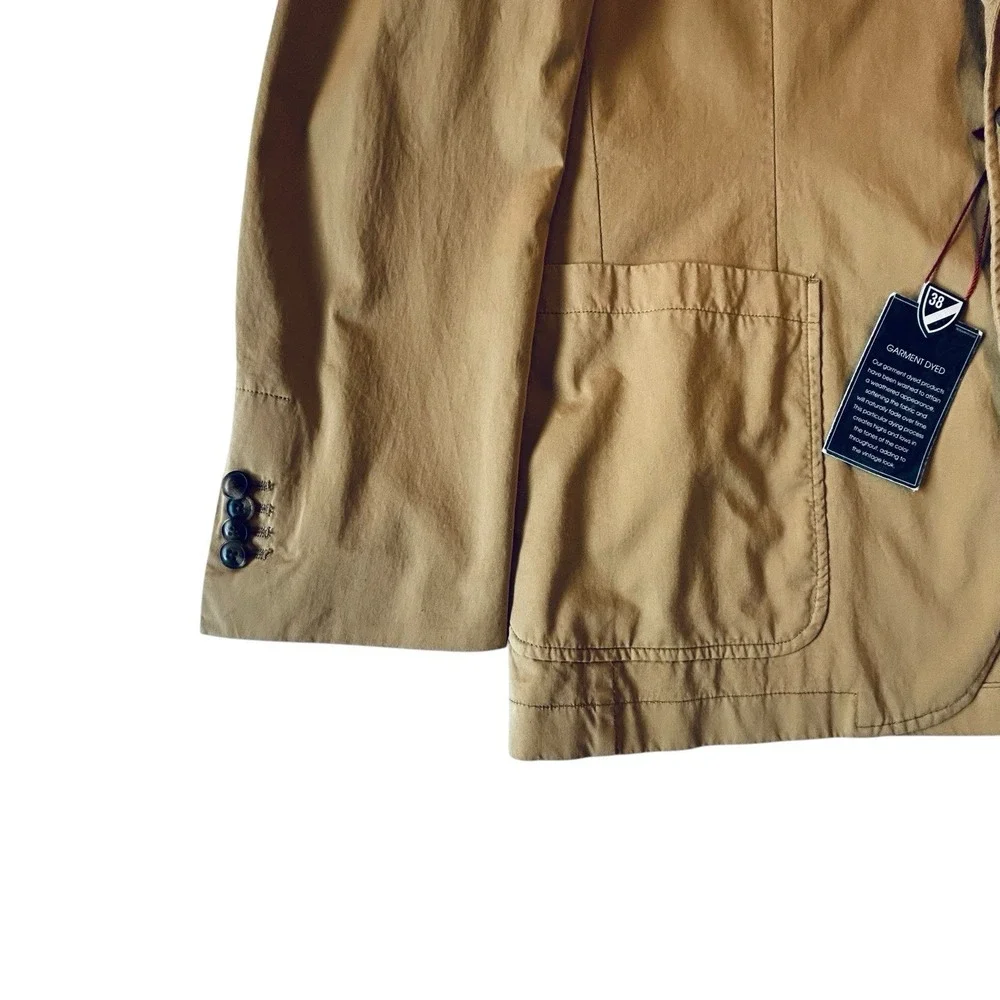 Cremieux Club 38 Mens L Chino Tan Cotton Blazer Sport Coat 2 Button All Season